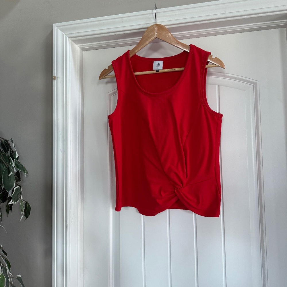 CAbi Knotty Tank Style 5757 Red Sleeveless Knot Detail Top Size S EUC